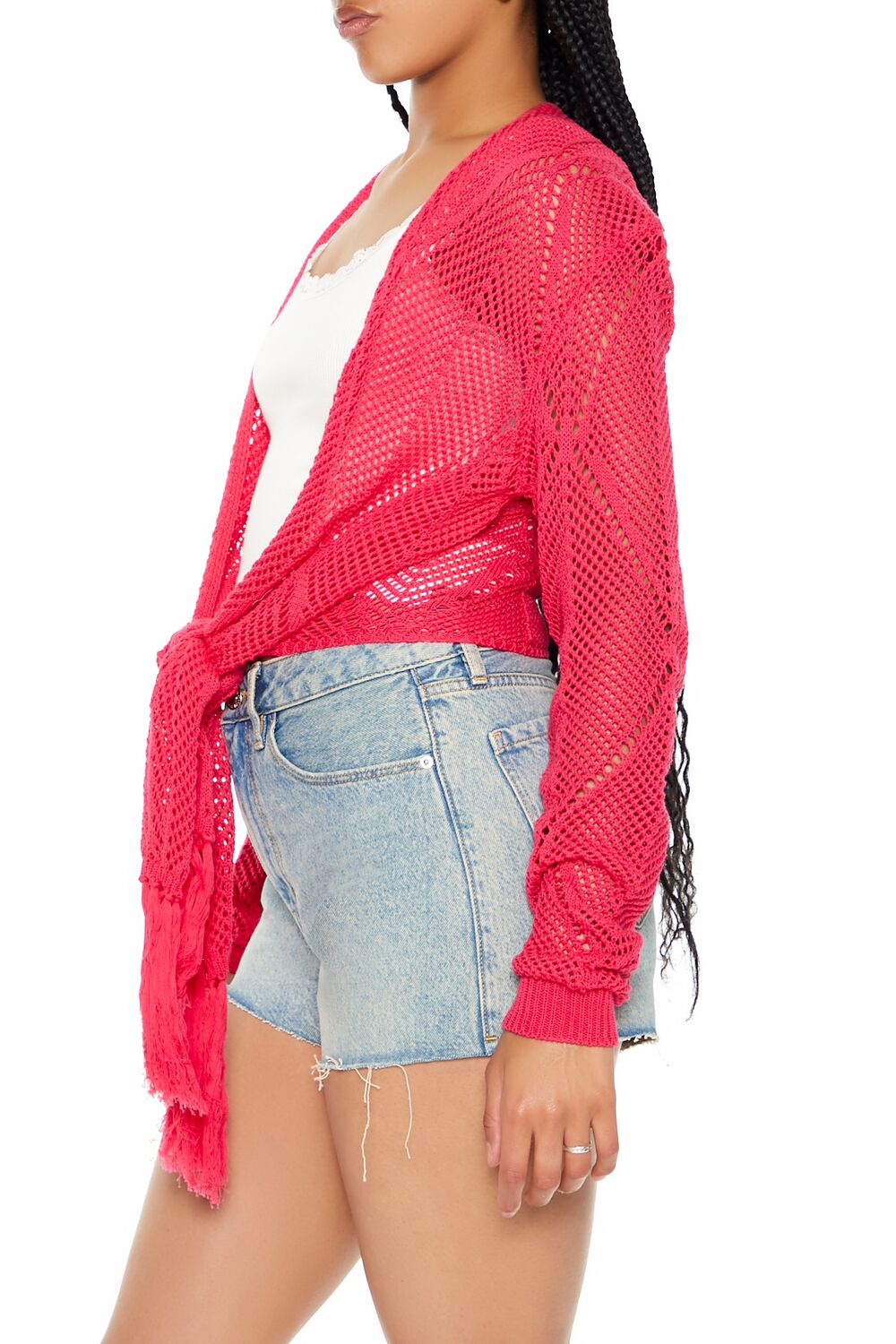 Open-Knit Tie-Front Sweater