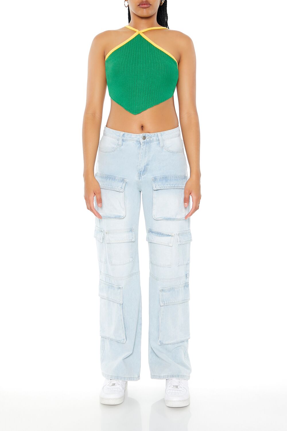 Sweater-Knit Halter Crop Top