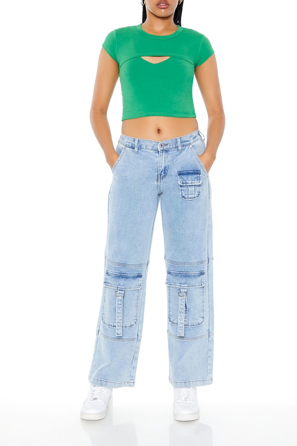 Layered Cutout Cropped Tee