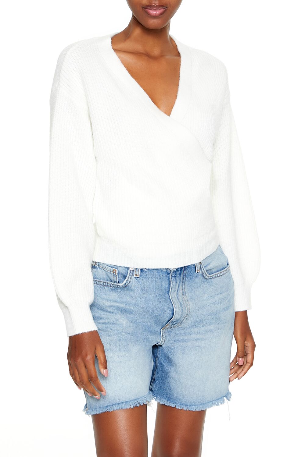 Drop-Sleeve Wrap Sweater