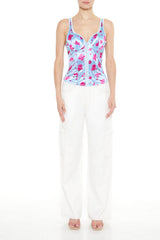 Rose Print Bustier Tank Top
