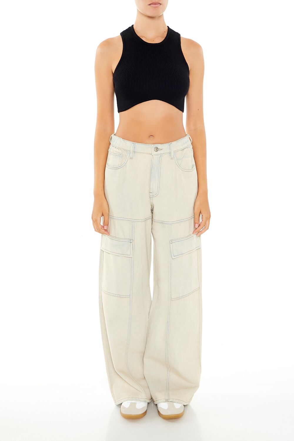 Sweater-Knit Curve-Hem Crop Top
