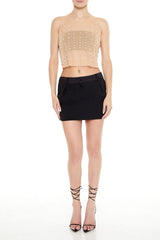 Mesh Faux Pearl Crop Top