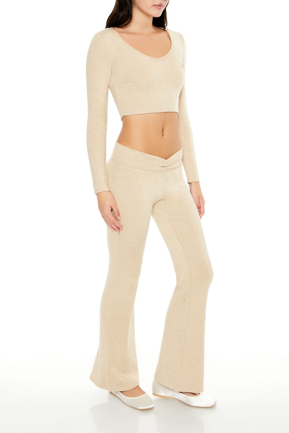 Mid-Rise V-Cut Flare Pants