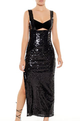 Sequin Cutout Maxi Dress