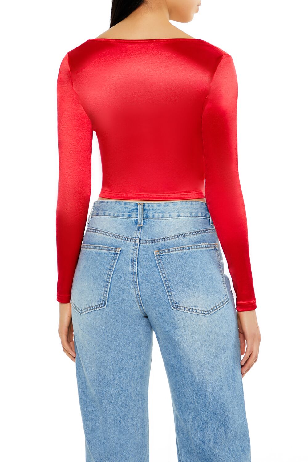 Satin Square-Cut Crop Top