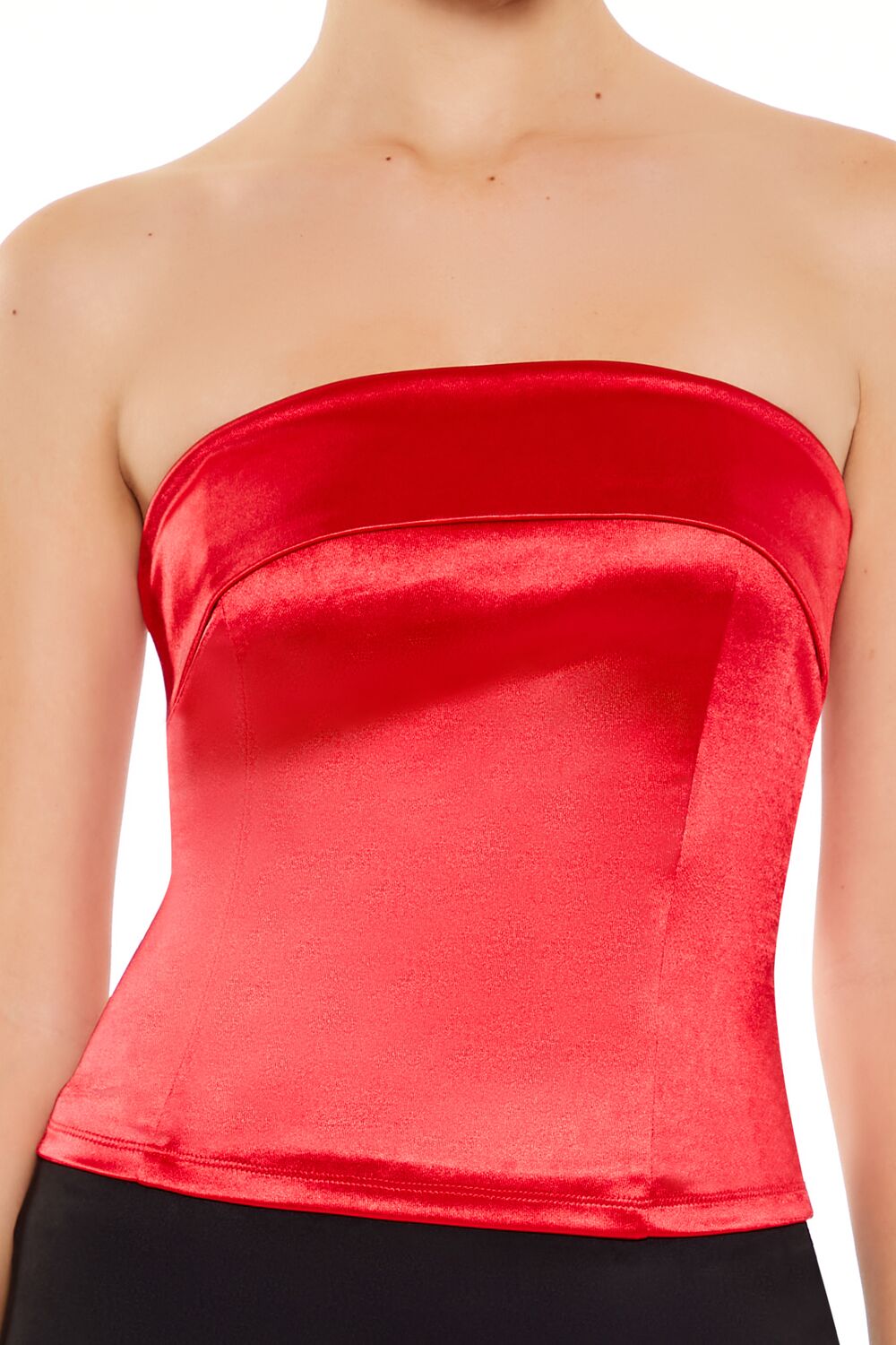 Satin Foldover Tube Crop Top