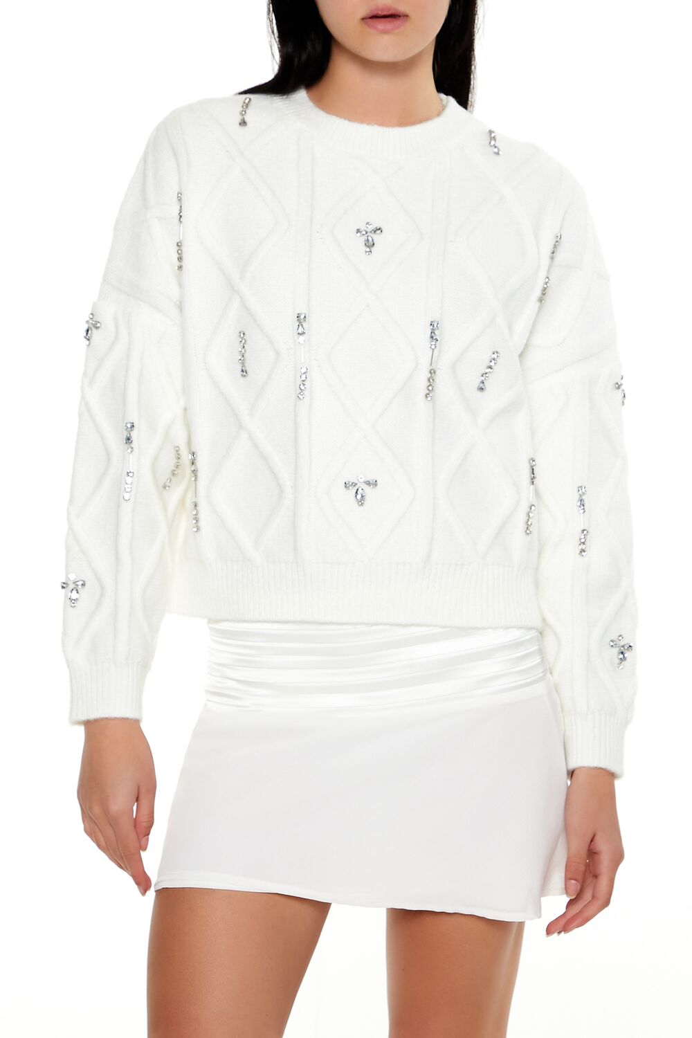 Marled Faux Gem Sweater