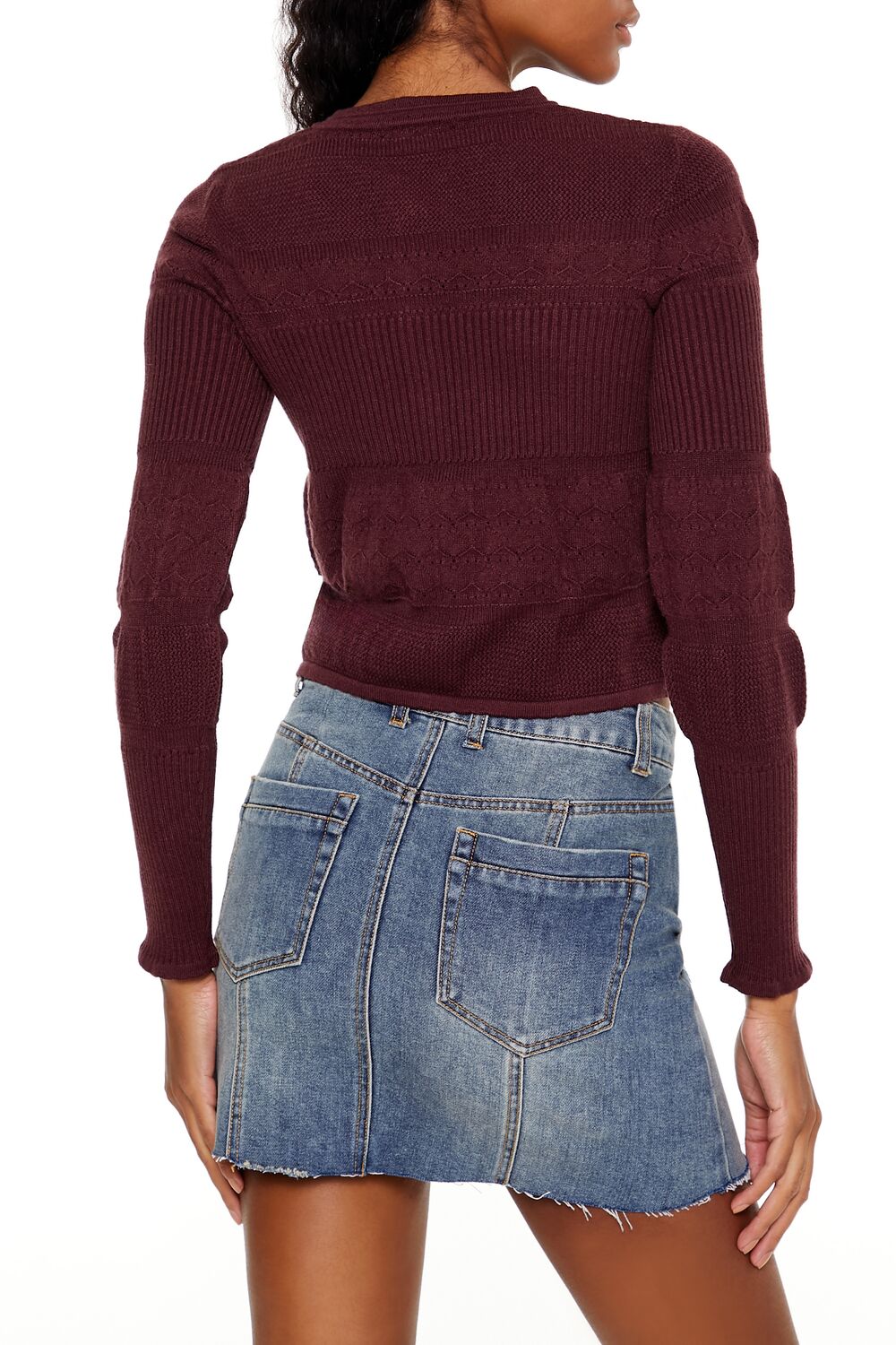 Mixed Knit Cardigan Sweater