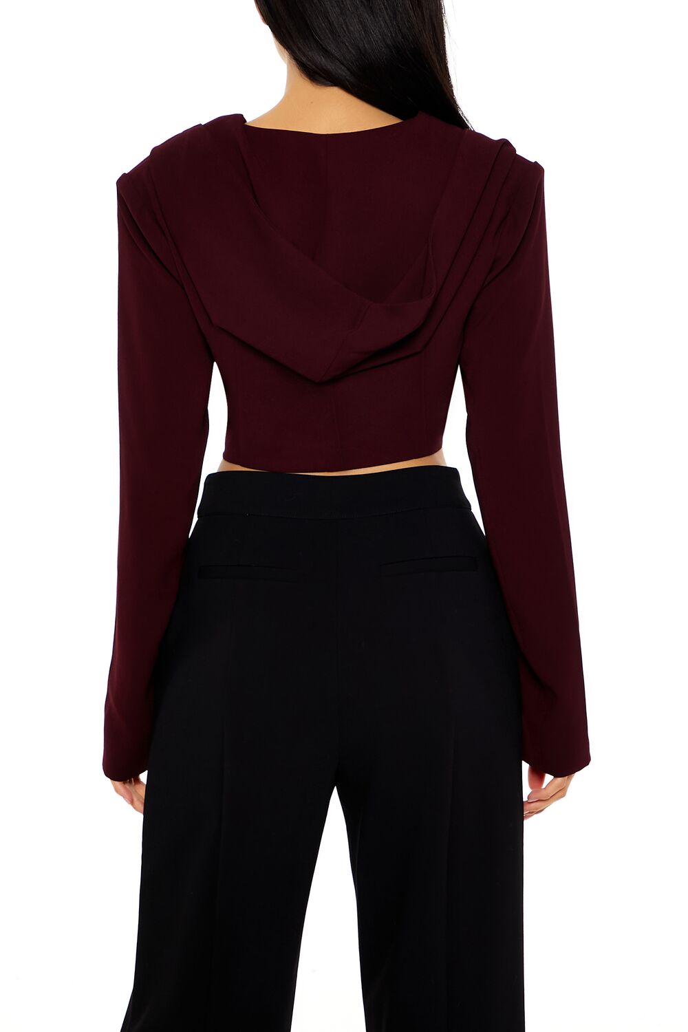 Plunging Hooded Cropped Blazer