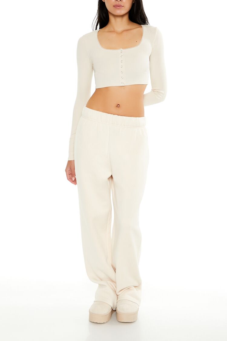 Square-Neck Cropped Henley Tee