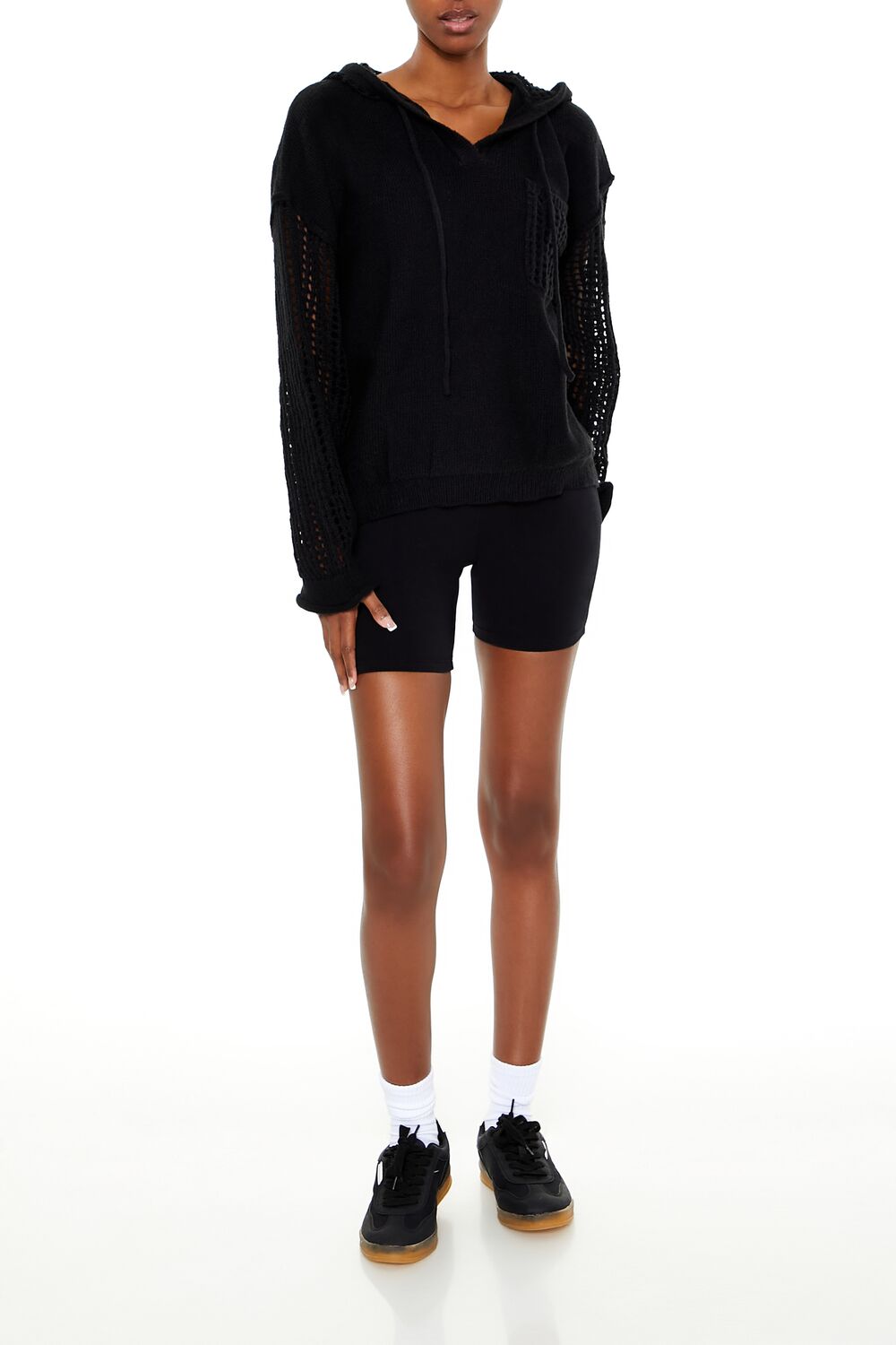 Open-Knit Netted Hoodie