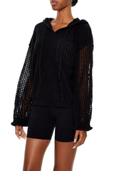 Open-Knit Netted Hoodie