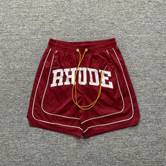 RHUDE Marlboro shorts, trendy high street sports and casual loose beach pants, kanye cropped pants for men and women (55)