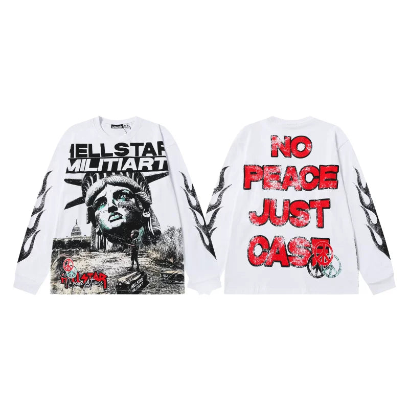 Hellstar Militiart Statue of Liberty Long Sleeve Tee - White