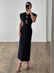 Fashion Dress欧美女士连衣裙时尚镂空收腰优雅修身长裙度假