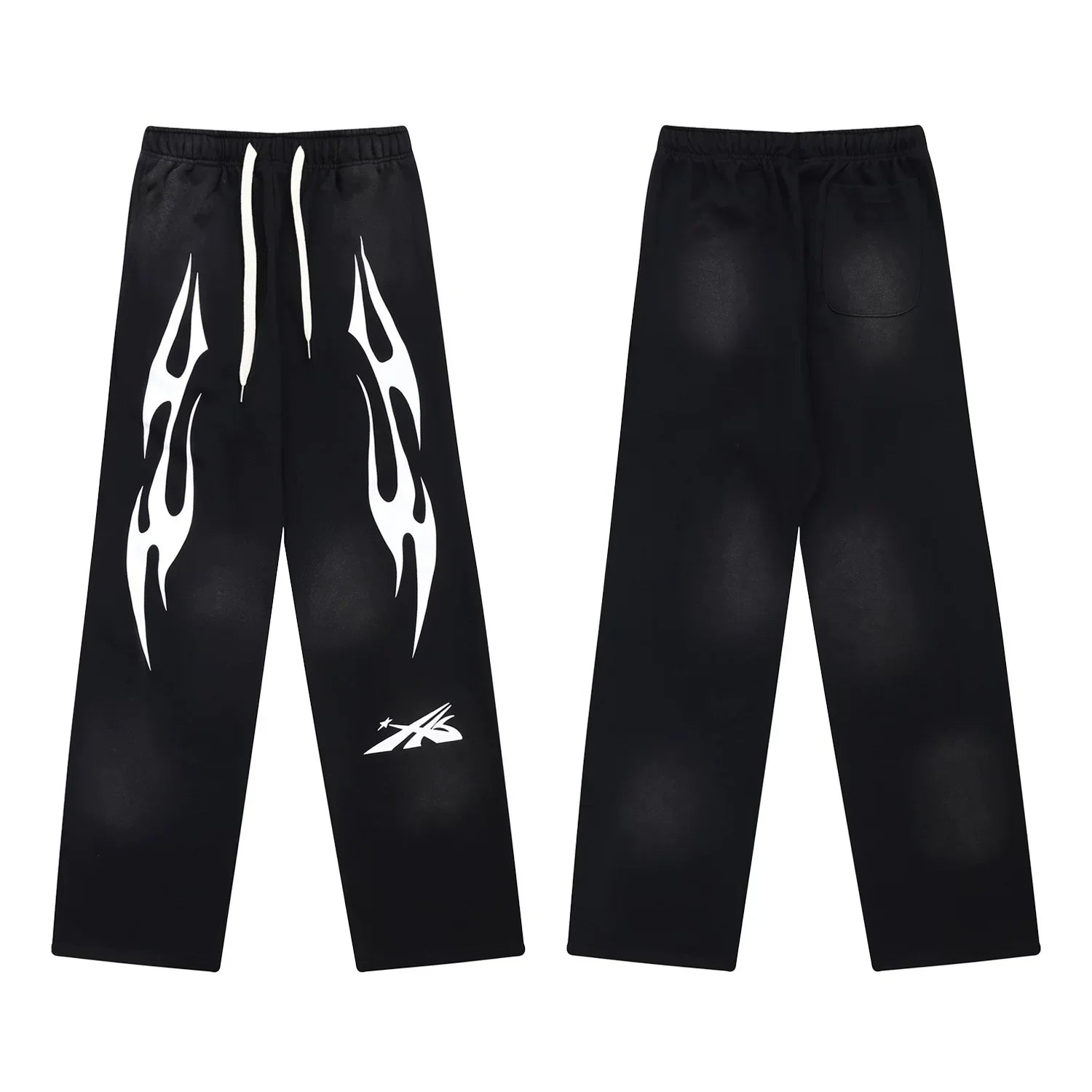 Hellstar Flame Graphic Drawstring Sweatpants black