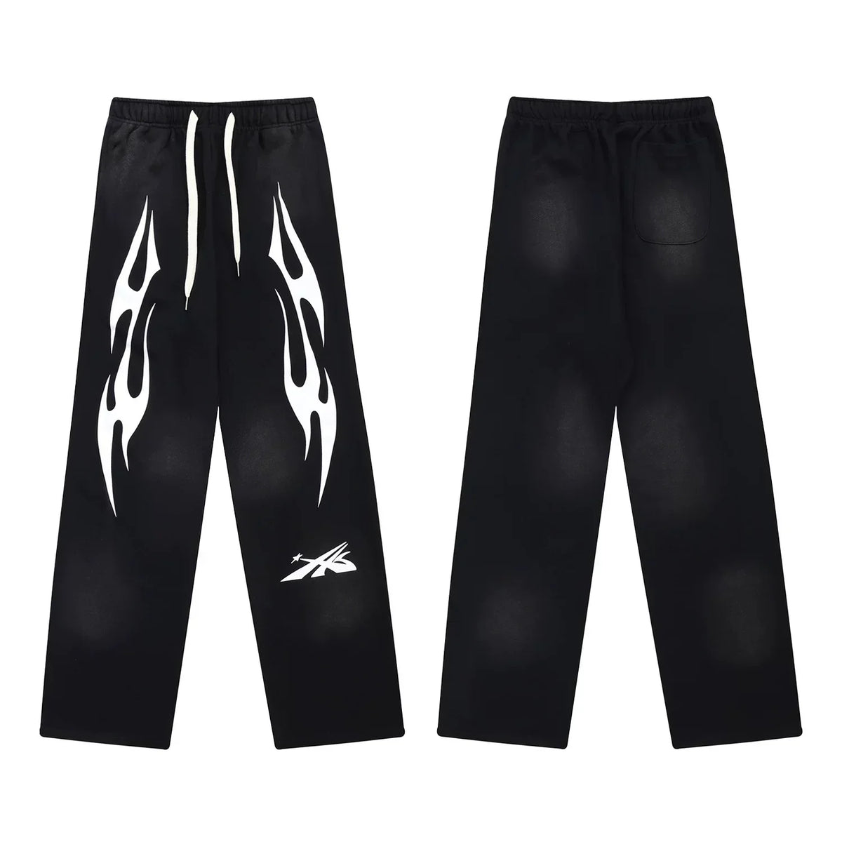 Hellstar Flame Graphic Drawstring Sweatpants black