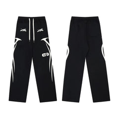Hellstar Side Flame Graphic Drawstring Sweatpant black