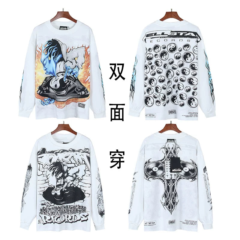 Hellstar Reversible Graphic Long Sleeve Tee - White