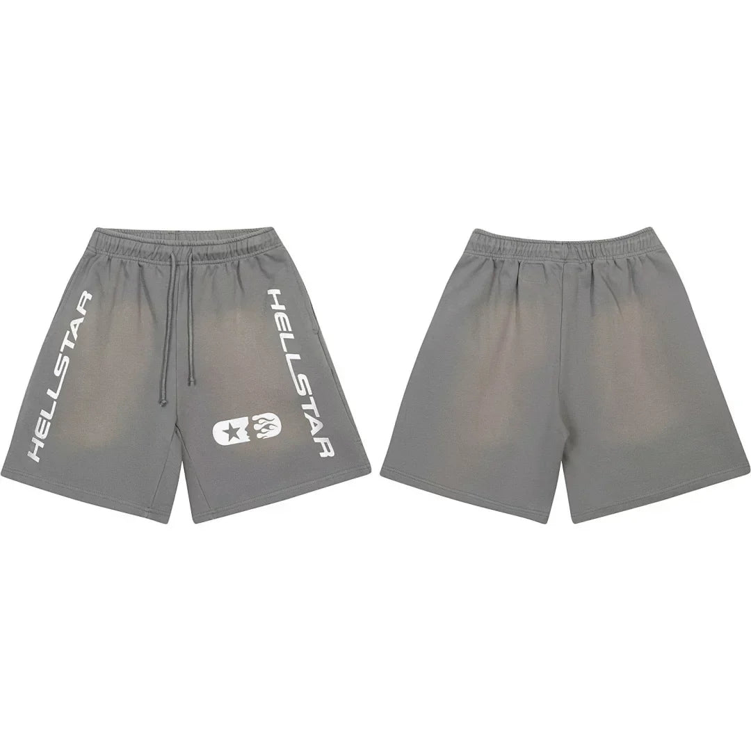 Hellstar Paint Splatter & Logo Shorts grey