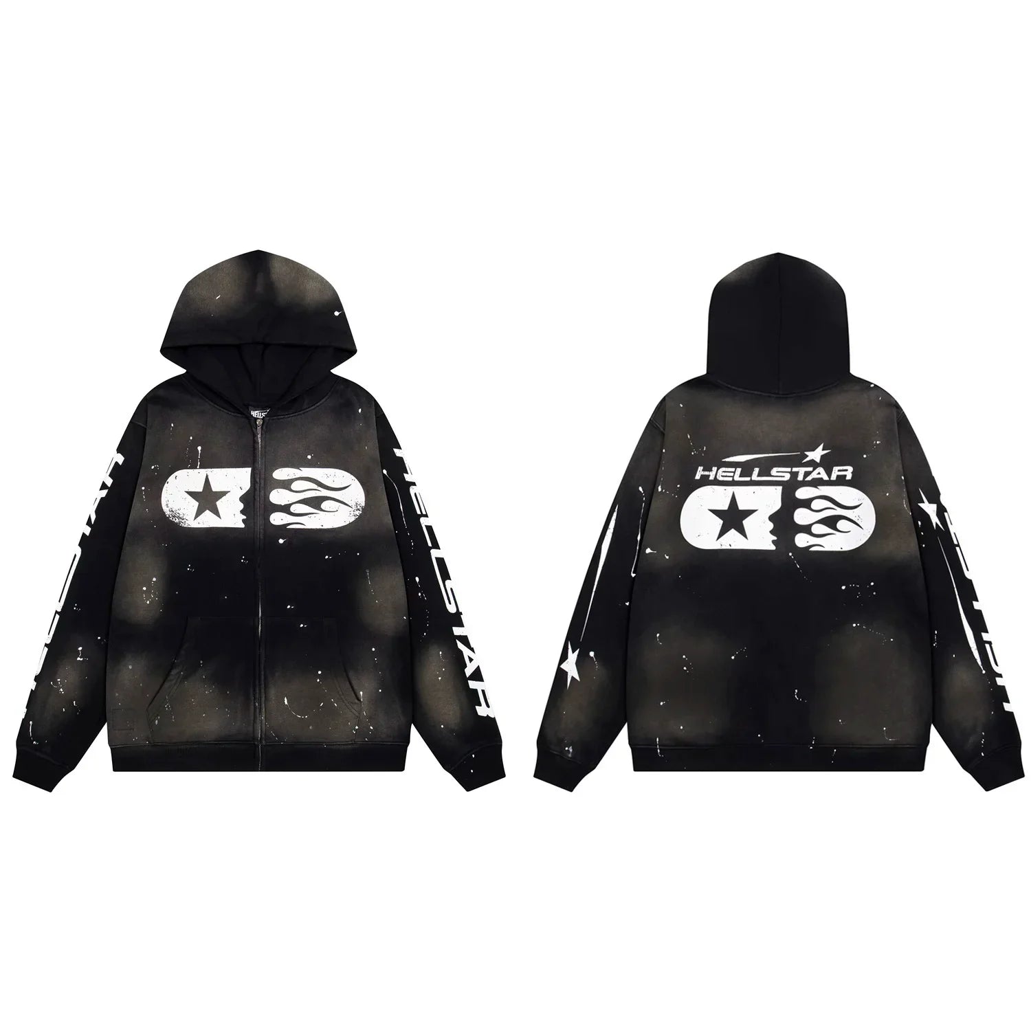 Hellstar Capsule Logo Zip-Up Black Hoodie