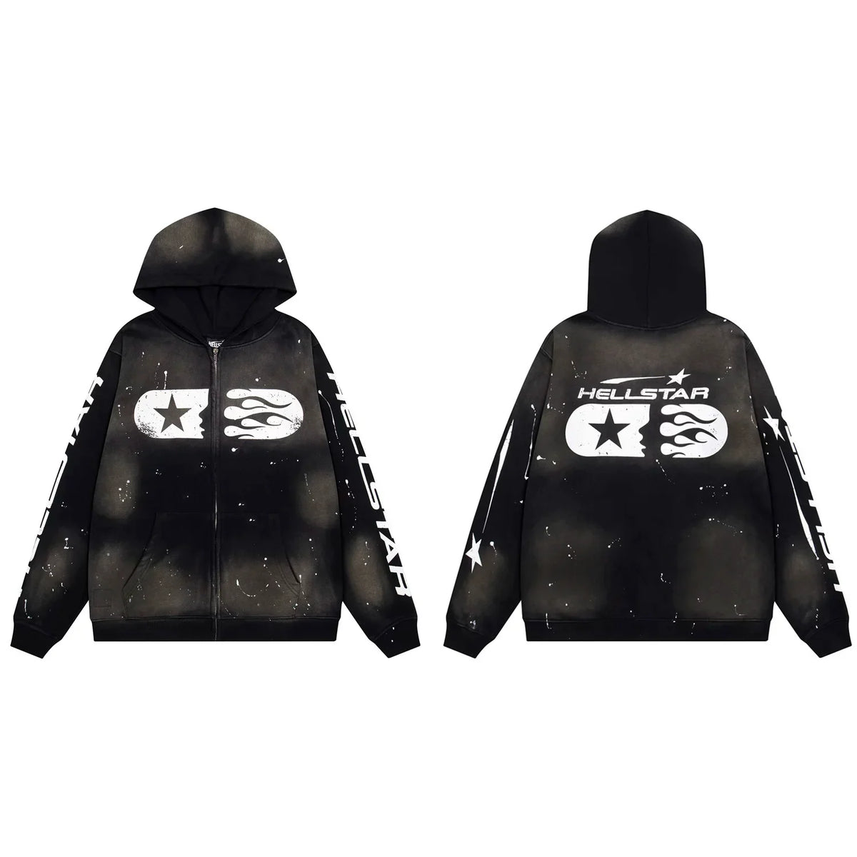Hellstar Capsule Logo Zip-Up Black Hoodie