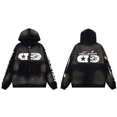 Hellstar Capsule Logo Zip-Up Black Hoodie