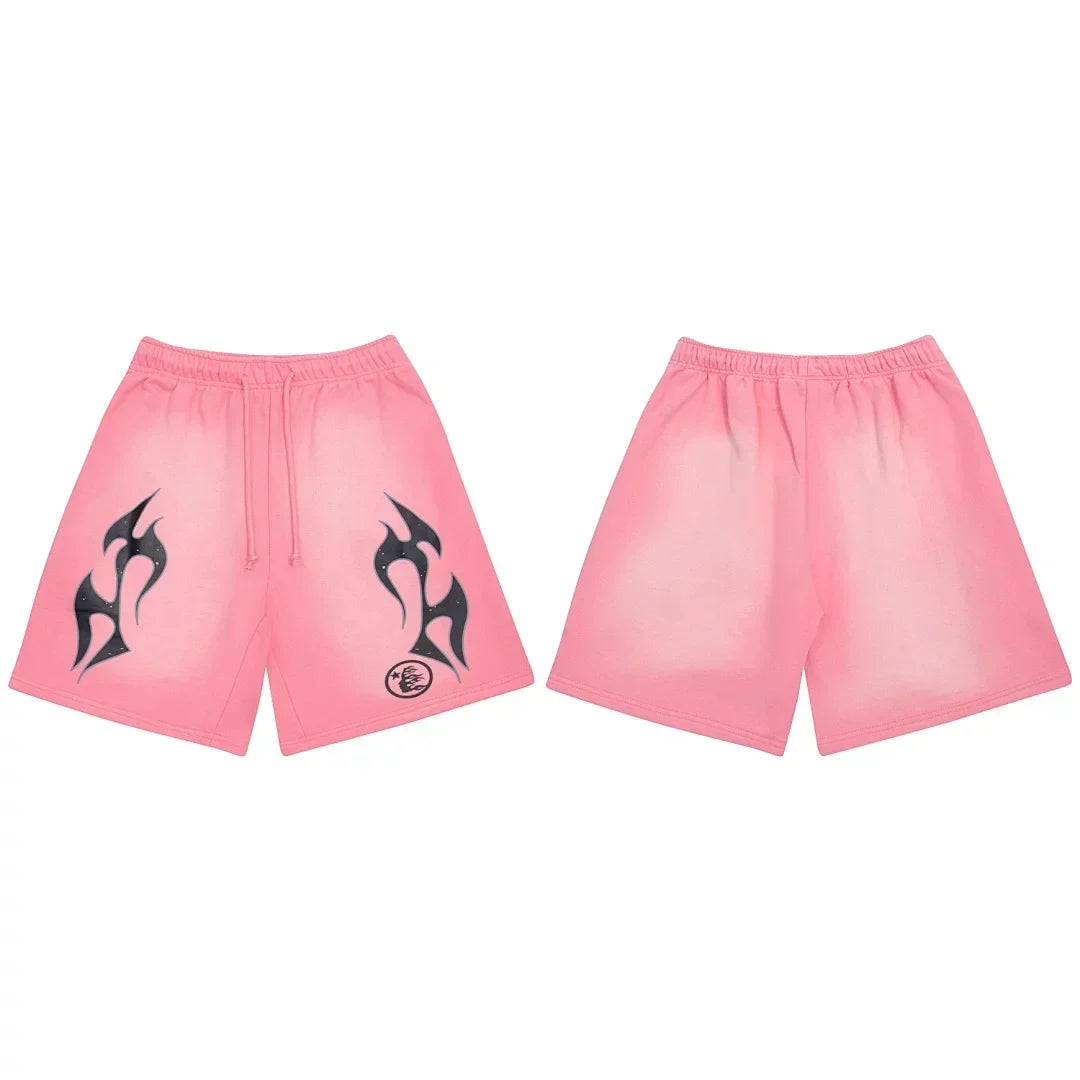 Hellstar Tribal Flame Graphic Shorts pink