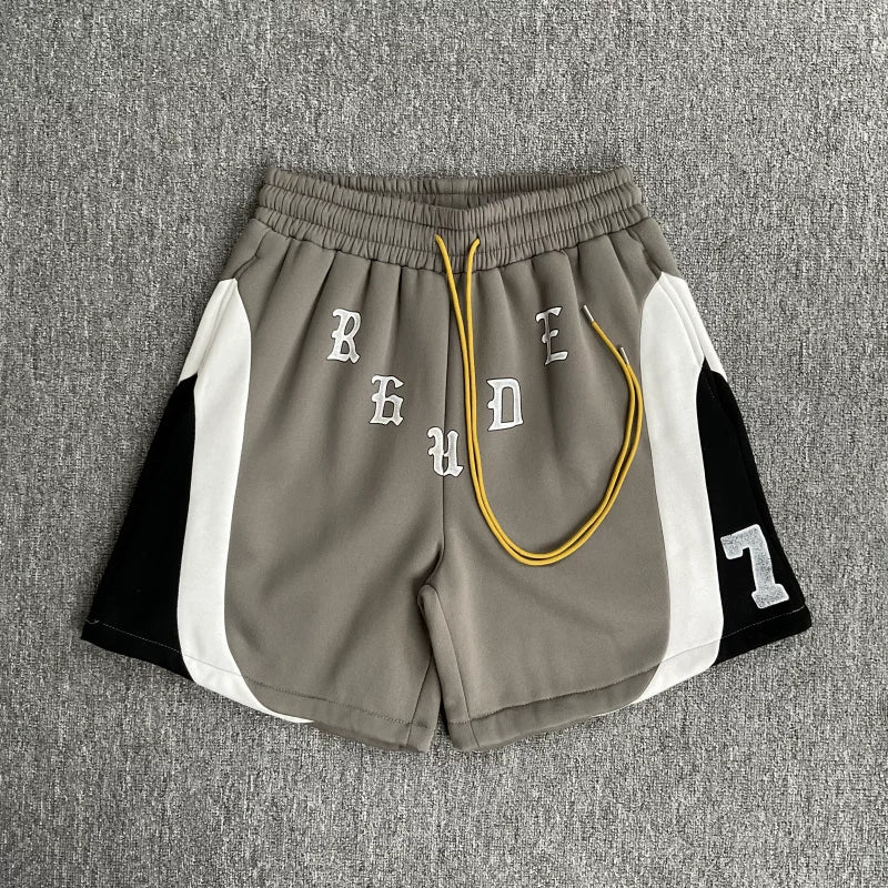 RHUDE Marlboro shorts, trendy high street sports and casual loose beach pants, kanye cropped pants for men and women (67)