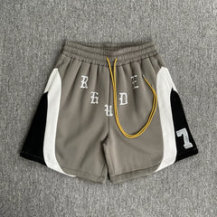 RHUDE Marlboro shorts, trendy high street sports and casual loose beach pants, kanye cropped pants for men and women (67)