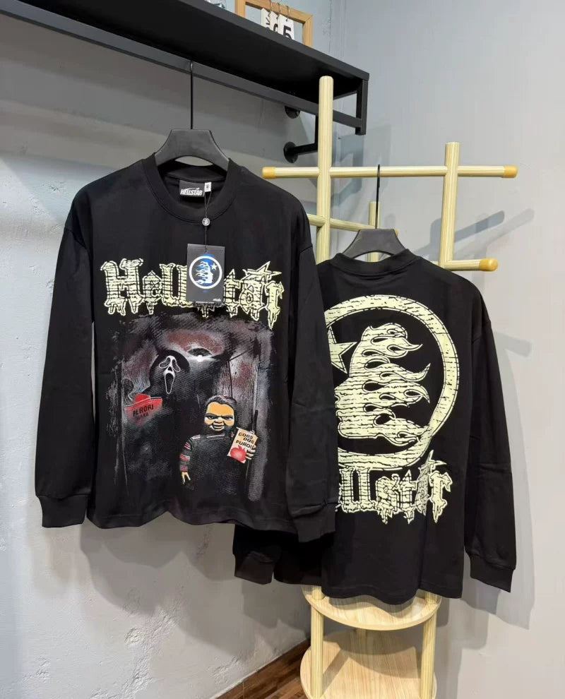 Hellstar Horror Graphic Long Sleeve Tee - Black