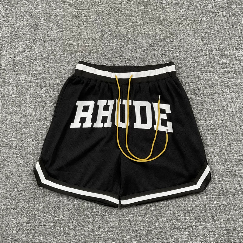 RHUDE Marlboro shorts, trendy high street sports and casual loose beach pants, kanye cropped pants for men and women (52)