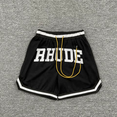 RHUDE Marlboro shorts, trendy high street sports and casual loose beach pants, kanye cropped pants for men and women (52)