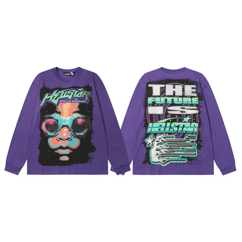 Hellstar The Future Is Hellstar Graphic Long Sleeve Tee - Purple