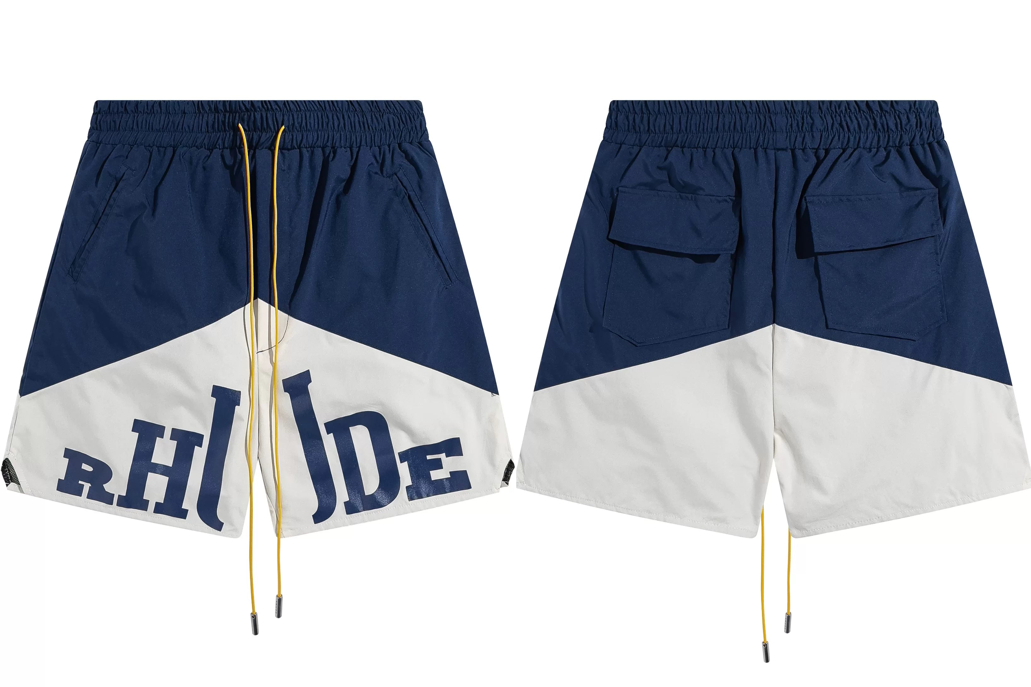 RHUDE Marlboro shorts, trendy high street sports and casual loose beach pants, kanye cropped pants for men and women (72)