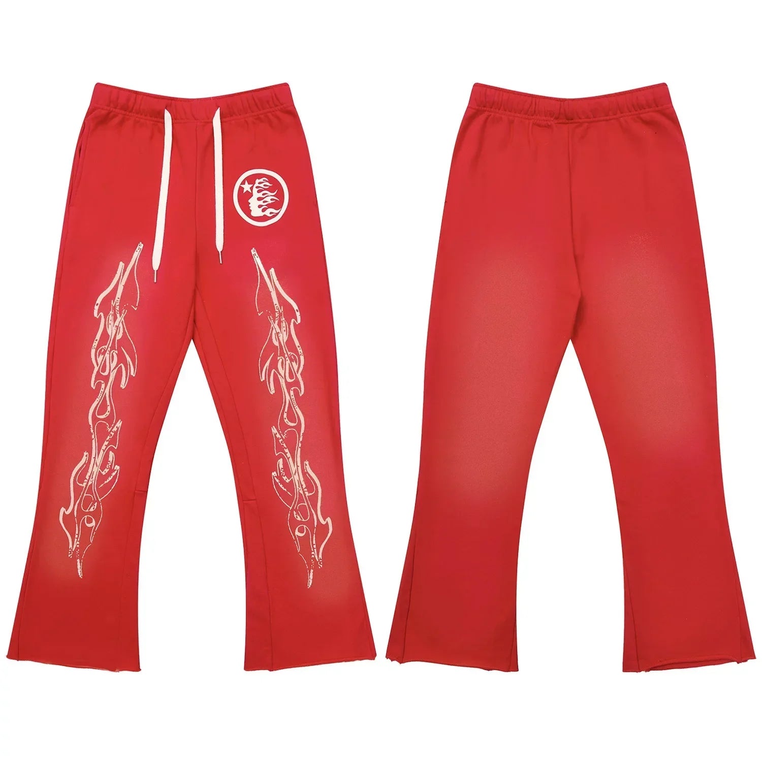 Hellstar Flared Flame Graphic Drawstring Sweatpants red