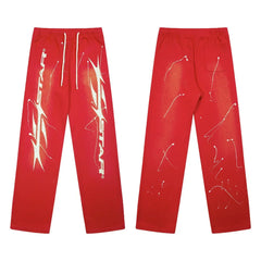 Hellstar Paint Splatter Star Sweatpants red