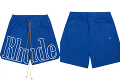 RHUDE Marlboro shorts, trendy high street sports and casual loose beach pants, kanye cropped pants for men and women (62)