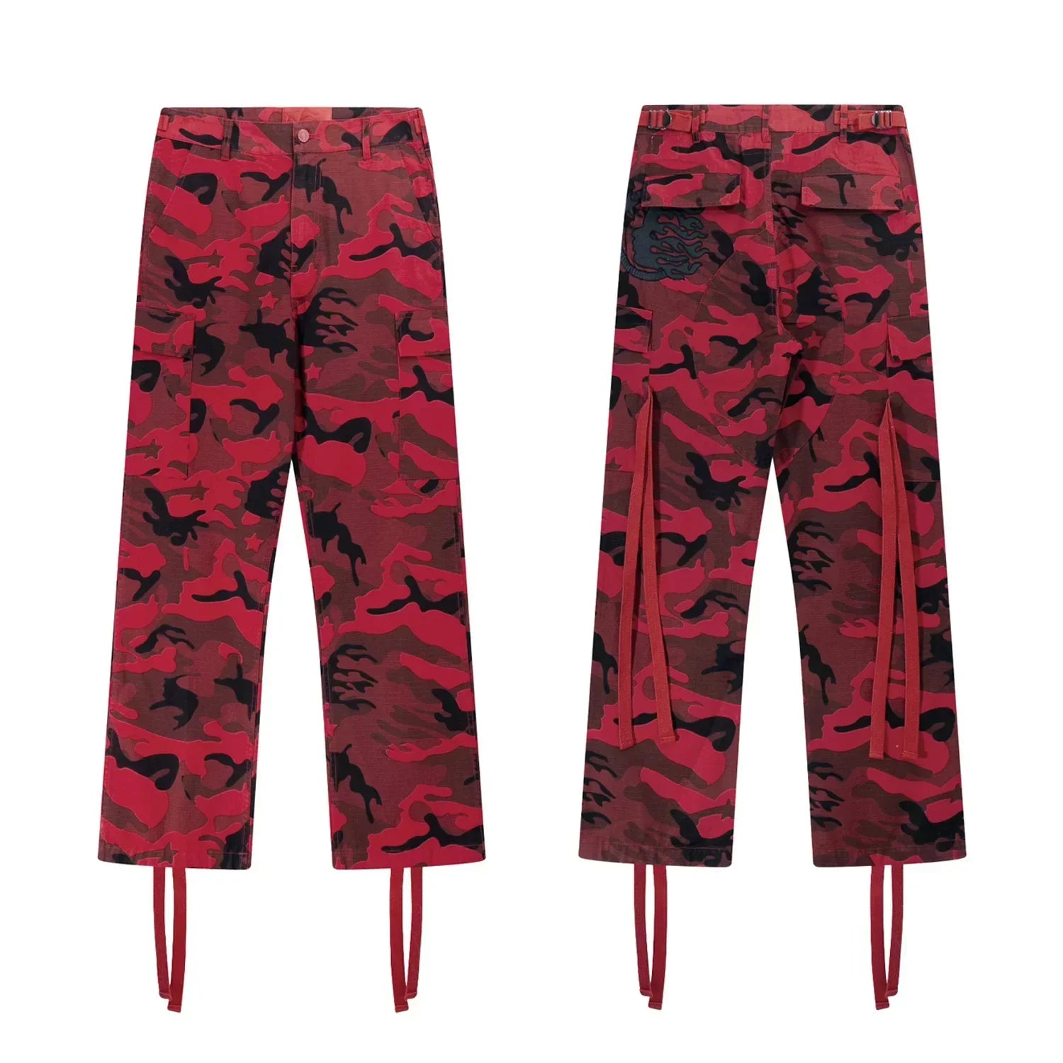 Hellstar Camo Cargo Pants with Straps red