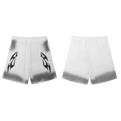 Hellstar Tribal Flame Gradient Shorts white