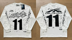 Hellstar Number "11" Graphic Long Sleeve Tee - White