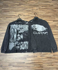 Hellstar Glory Graphic Long Sleeve Tee - Washed Black