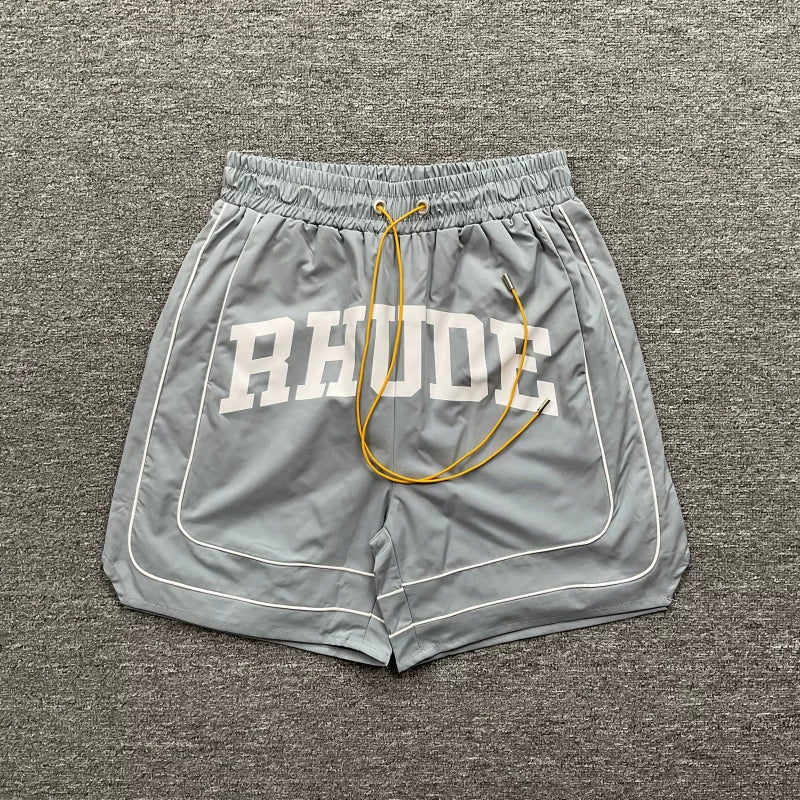 RHUDE Marlboro shorts, trendy high street sports and casual loose beach pants, kanye cropped pants for men and women (54)