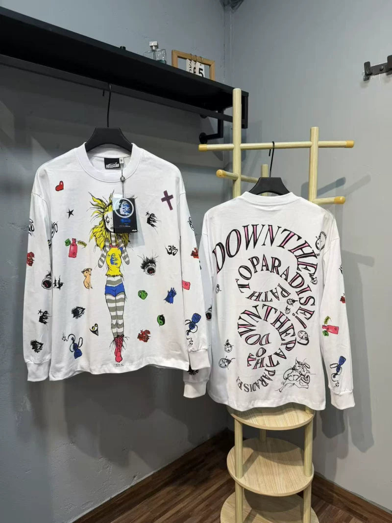 Hellstar "Down the Path of Paradise" Graphic Long Sleeve Tee - White