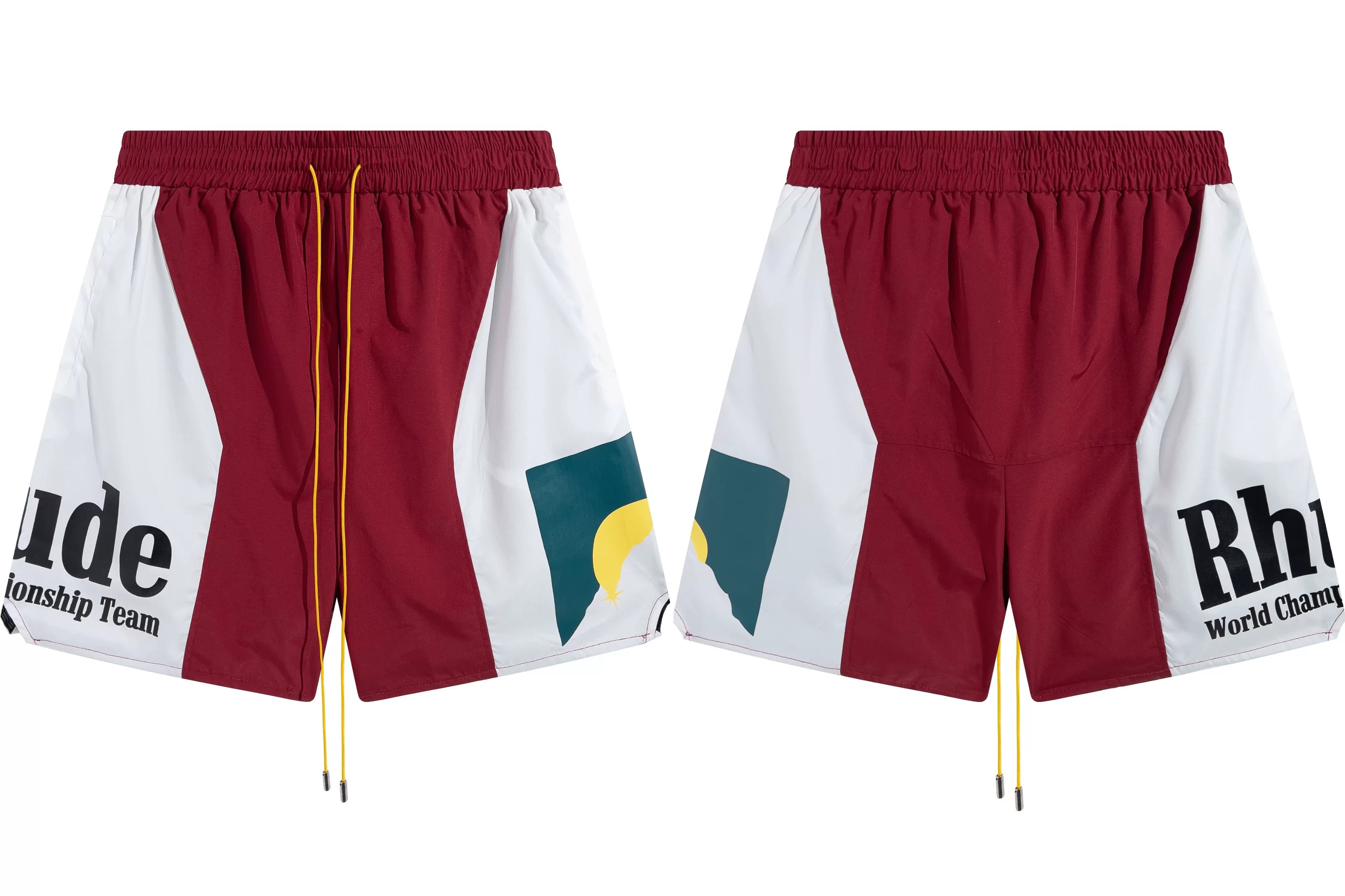 RHUDE Marlboro shorts, trendy high street sports and casual loose beach pants, kanye cropped pants for men and women (81)