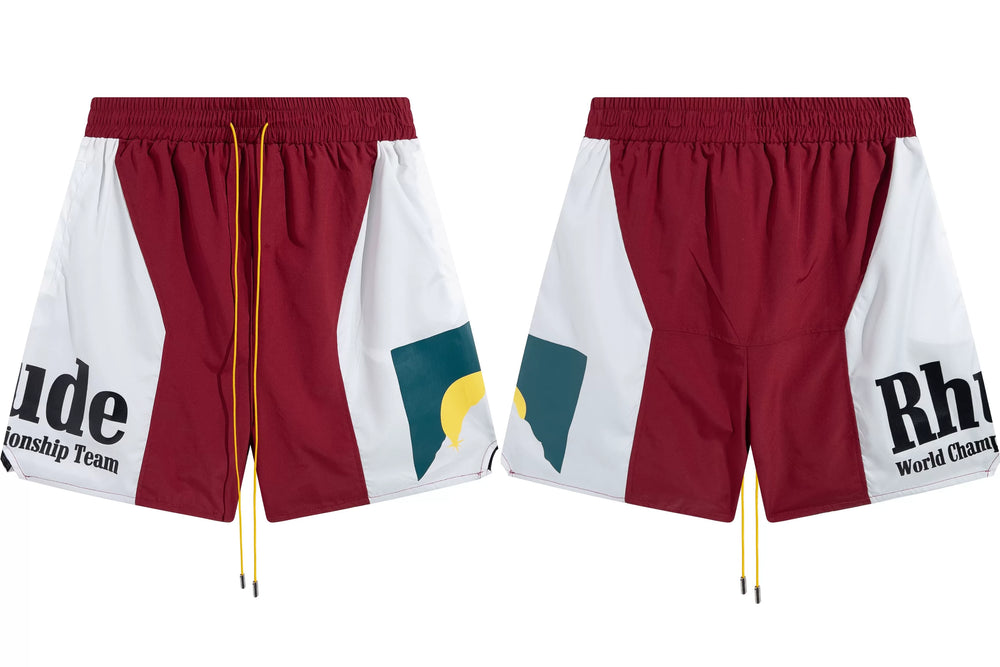 RHUDE Marlboro shorts, trendy high street sports and casual loose beach pants, kanye cropped pants for men and women (81)
