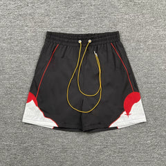 RHUDE Marlboro shorts, trendy high street sports and casual loose beach pants, kanye cropped pants for men and women (70)