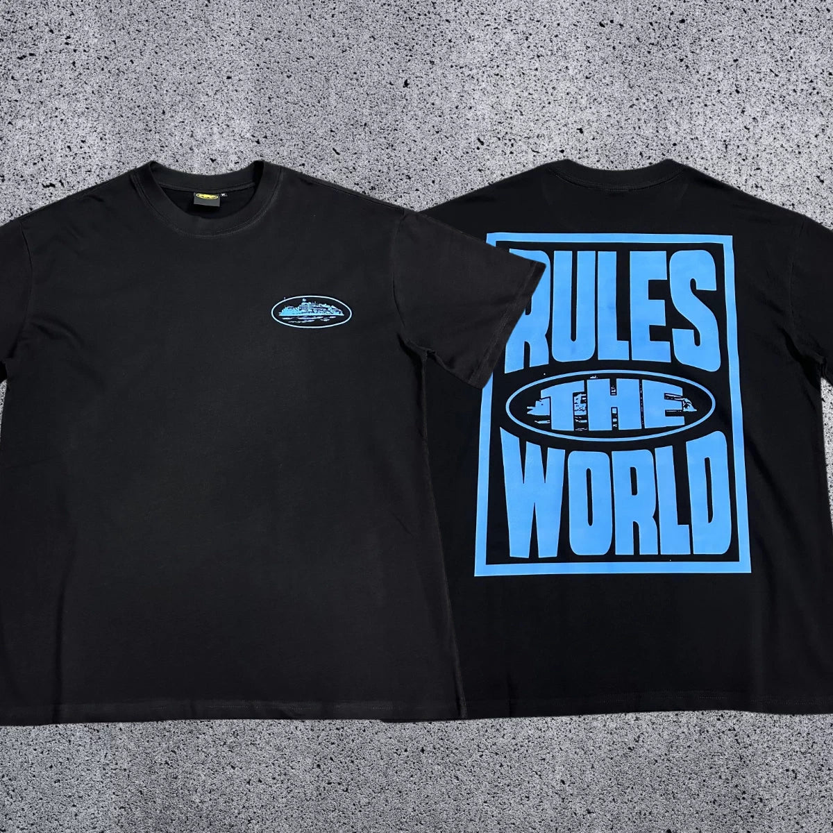 Corteiz RTW Box Logo T-Shirt – Black/Blue