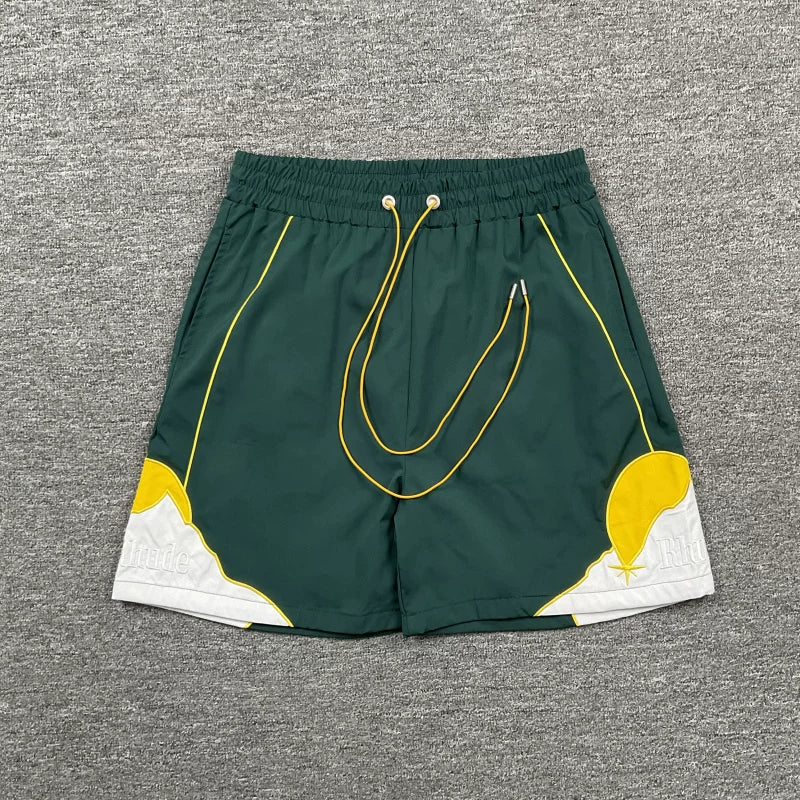 RHUDE Marlboro shorts, trendy high street sports and casual loose beach pants, kanye cropped pants for men and women (69)